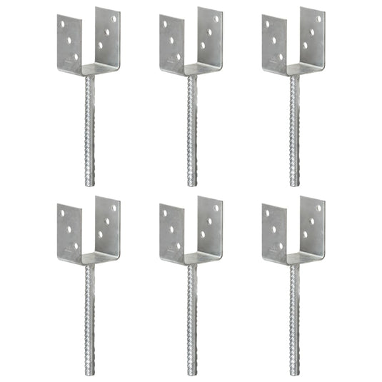 Vidaxl grondankers 6 st 8x6x30 cm gegalvaniseerd staal zilverkleurig