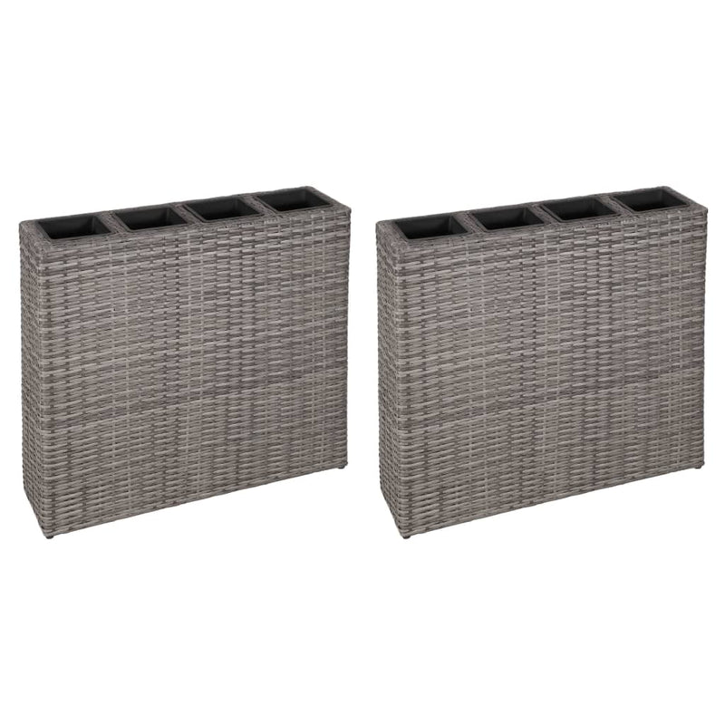 Load image into Gallery viewer, VidaXL Plantenbak verhoogd met 4 potten 2 st poly rattan grijs
