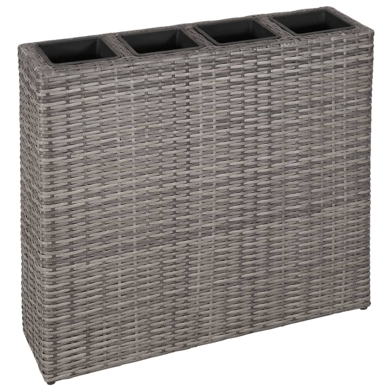 Load image into Gallery viewer, VidaXL Plantenbak verhoogd met 4 potten 2 st poly rattan grijs
