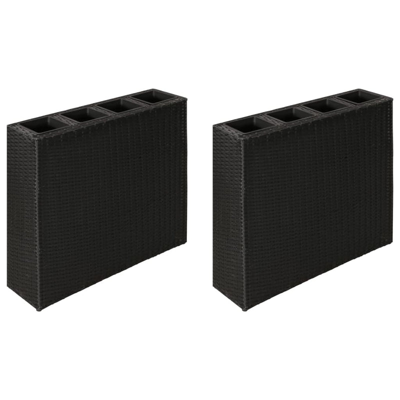 Load image into Gallery viewer, VidaXL Plantenbak verhoogd met 4 potten 2 st poly rattan zwart
