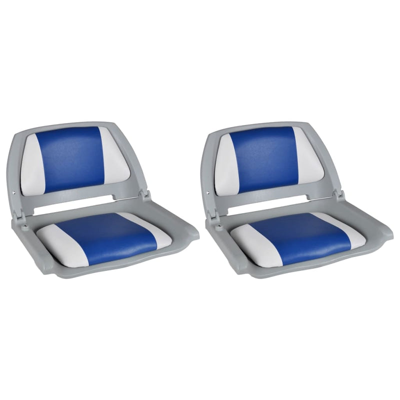 Load image into Gallery viewer, Vidaxl bootstoelen 2 st inklapbare rugleuning 41x51x48 cm blauw wit
