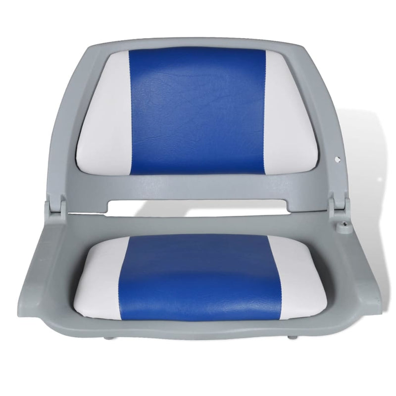 Load image into Gallery viewer, Vidaxl bootstoelen 2 st inklapbare rugleuning 41x51x48 cm blauw wit
