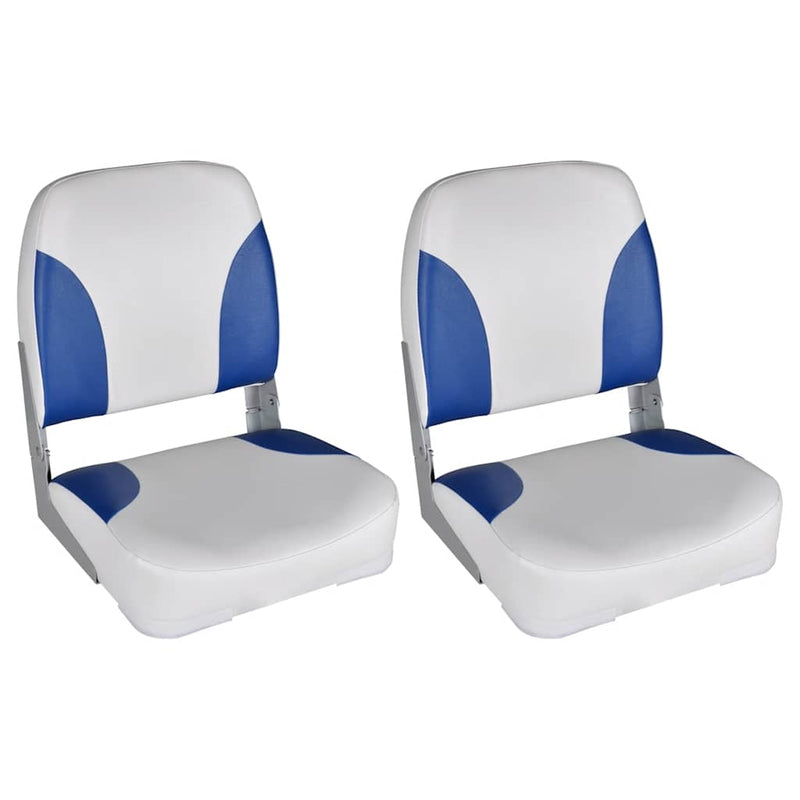 Load image into Gallery viewer, Vidaxl bootstoelen 2 st inklapbare rugleuning 41x36x48 cm blauw wit

