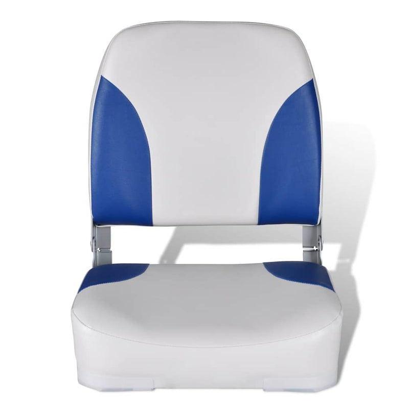 Load image into Gallery viewer, Vidaxl bootstoelen 2 st inklapbare rugleuning 41x36x48 cm blauw wit
