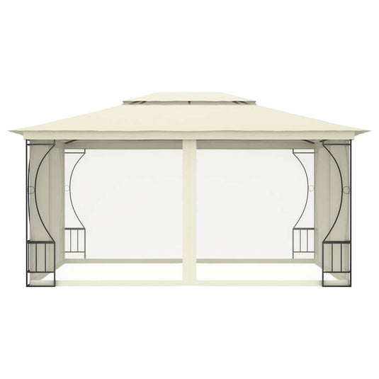 Vidaxl prieel met netten 300x400x265 cm crèmekleurig