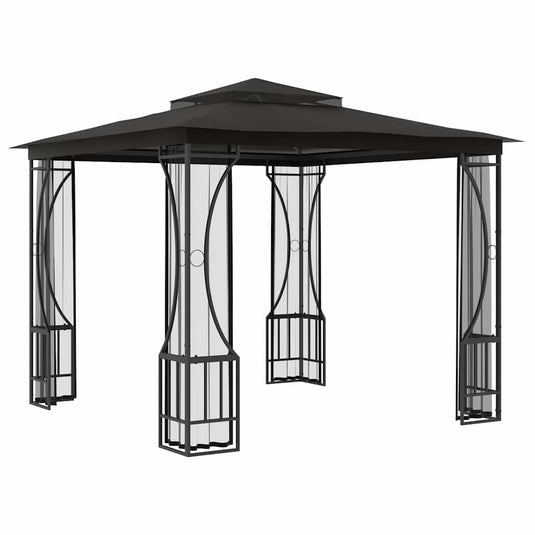 Vidaxl prieel met netten 300x300x265 cm antracietkleurig
