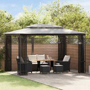 Vidaxl prieel met netten 300x400x265 cm antracietkleurig