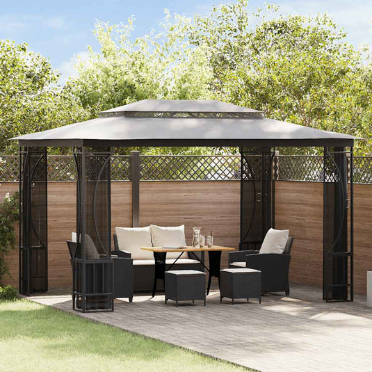 Vidaxl prieel met netten 300x400x265 cm antracietkleurig