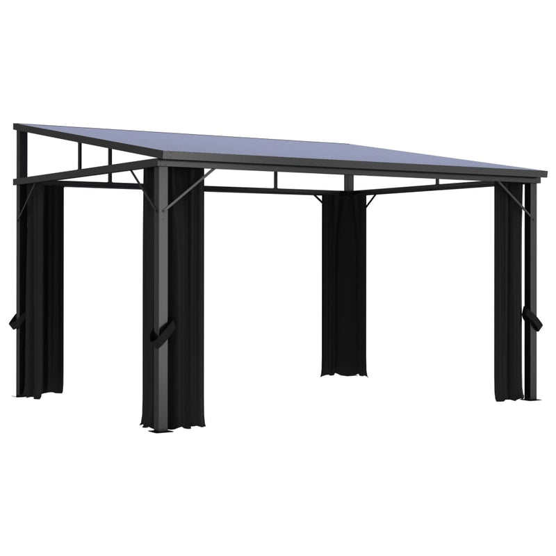 Load image into Gallery viewer, VidaXL Prieel met gordijn 405x294x244 cm antraciet
