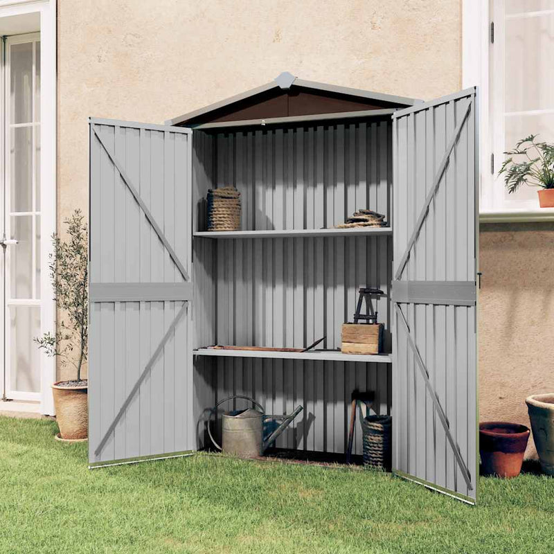 Load image into Gallery viewer, Vidaxl tuinschuur 116x45x175 cm gegalvaniseerd staal bruin
