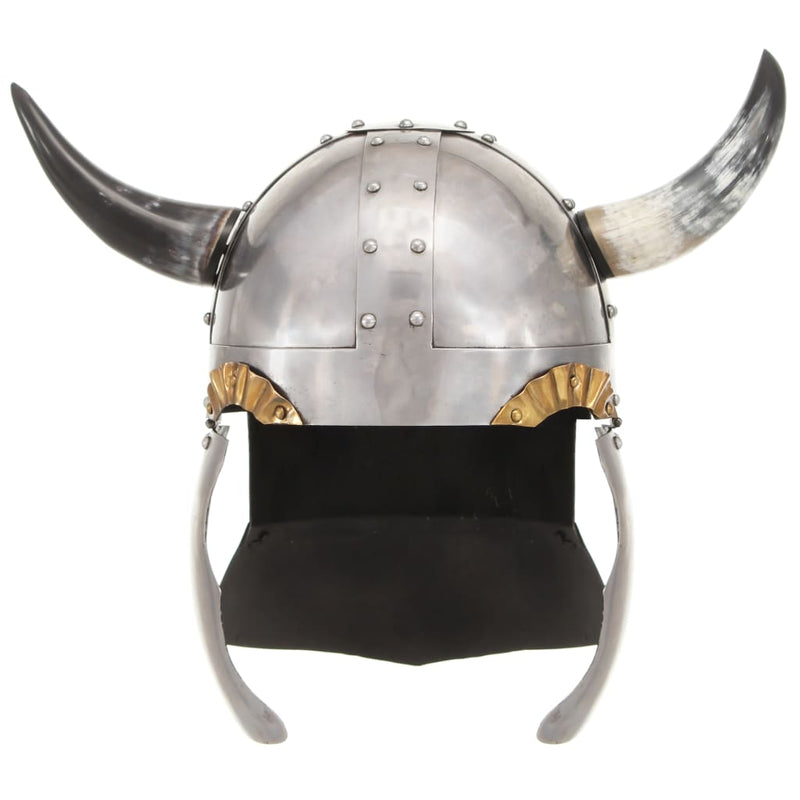 Afbeelding laden in galerijviewer, Vidaxl vikinghelm fantasie larp staal zilverkleurig
