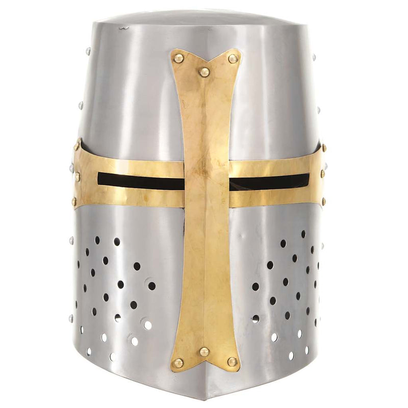 Load image into Gallery viewer, Vidaxl kruisvaardershelm middeleeuws replica larp staal zilverkleurig
