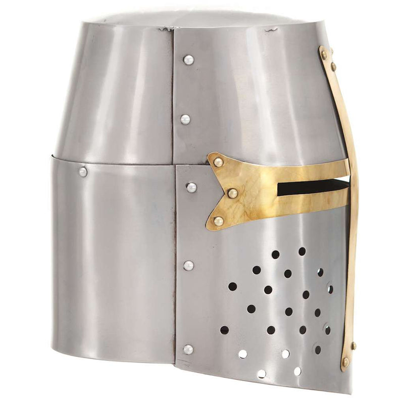 Load image into Gallery viewer, Vidaxl kruisvaardershelm middeleeuws replica larp staal zilverkleurig
