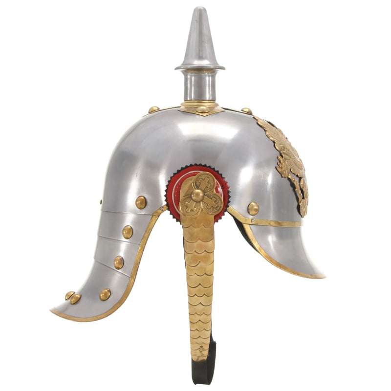 Load image into Gallery viewer, Vidaxl pickelhaube germaans replica larp staal zilverkleurig
