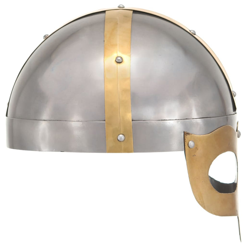 Afbeelding laden in galerijviewer, Vidaxl vikinghelm replica larp staal zilverkleurig
