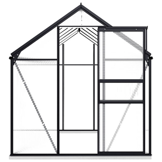 VidaXL Tuinkas met basisframe 7,03 m³ aluminium antracietkleurig