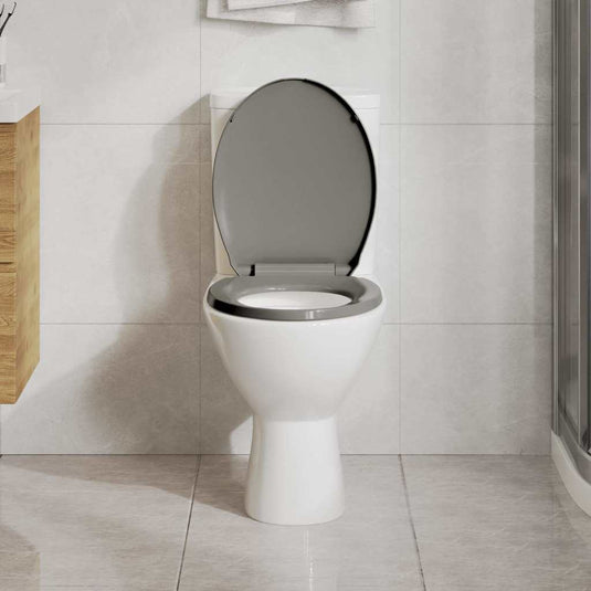 Vidaxl toiletbril soft-close ovaal grijs