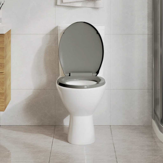Vidaxl toiletbril soft-close en quick-release ovaal grijs