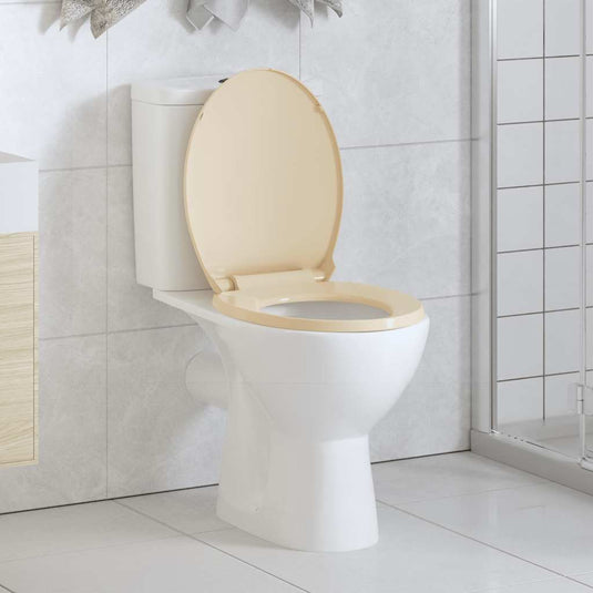 VidaXL Toiletbril soft-close en quick-release ovaal beige