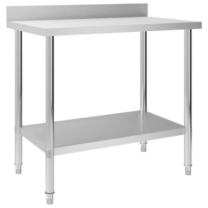 Vidaxl keukenwerktafel met spatscherm 100x60x93 cm roestvrij staal