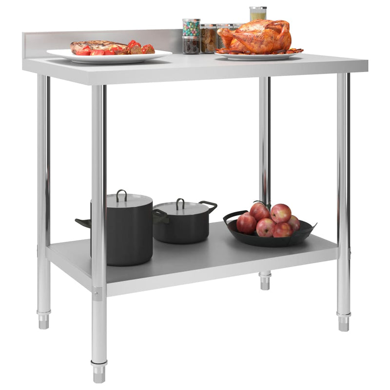 Load image into Gallery viewer, Vidaxl keukenwerktafel met spatscherm 100x60x93 cm roestvrij staal
