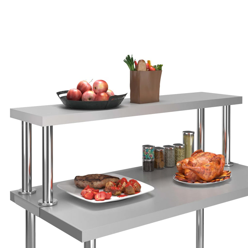 Load image into Gallery viewer, Vidaxl verhoging voor werktafel 120x30x35 cm roestvrij staal
