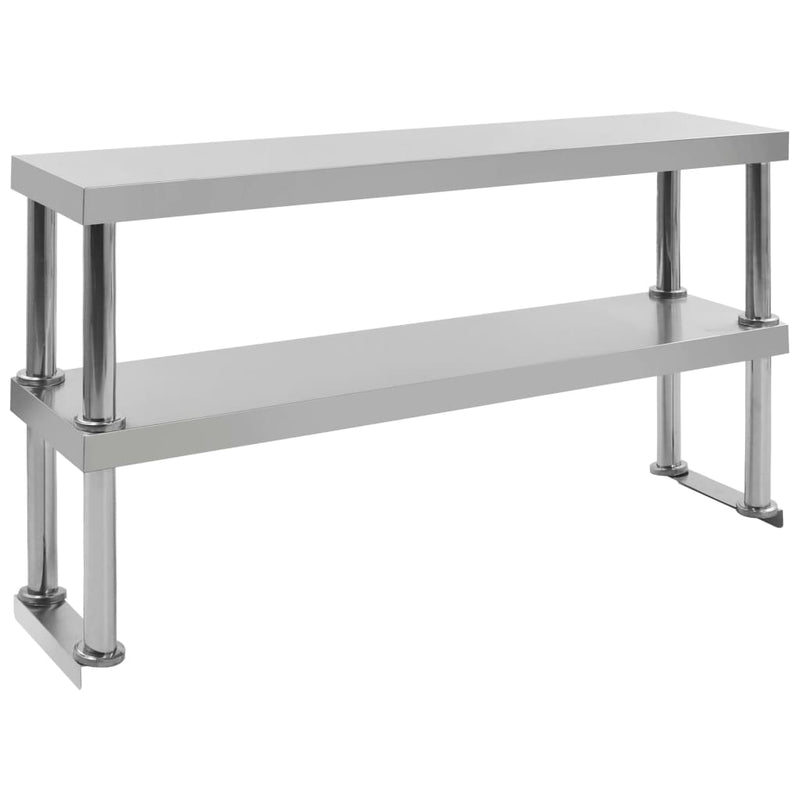 Load image into Gallery viewer, Vidaxl verhoging voor werktafel 2-laags 120x30x65 cm roestvrij staal
