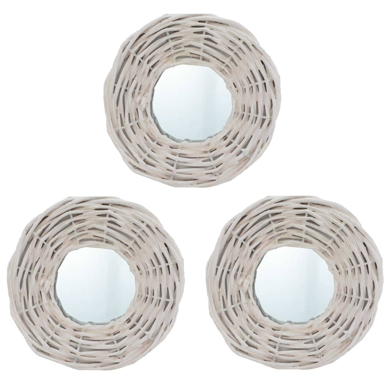Load image into Gallery viewer, Vidaxl spiegels 3 st 15 cm wicker wit
