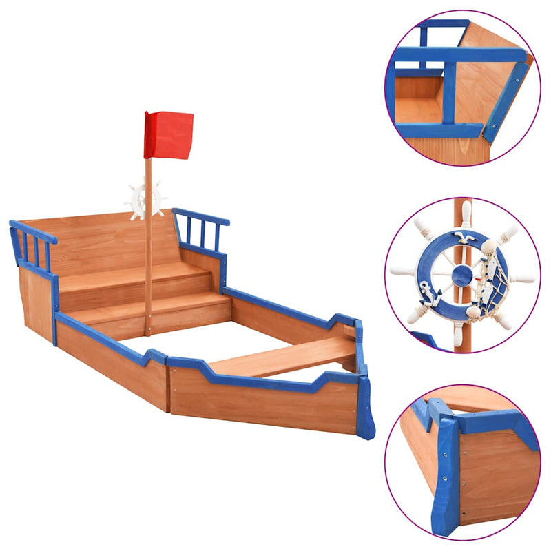 Load image into Gallery viewer, Vidaxl zandbak piratenschip 190x94,5x101 cm vurenhout
