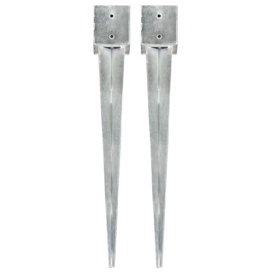 Vidaxl grondpinnen 2 st 12x12x89 cm gegalvaniseerd staal zilverkleurig