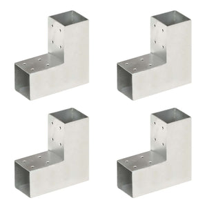 Vidaxl paalverbindingen 4 st l-vorm 71x71 mm gegalvaniseerd metaal