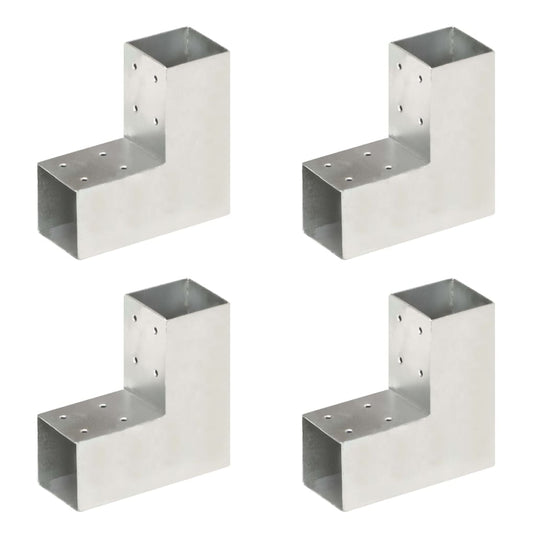 Vidaxl paalverbindingen 4 st l-vorm 71x71 mm gegalvaniseerd metaal