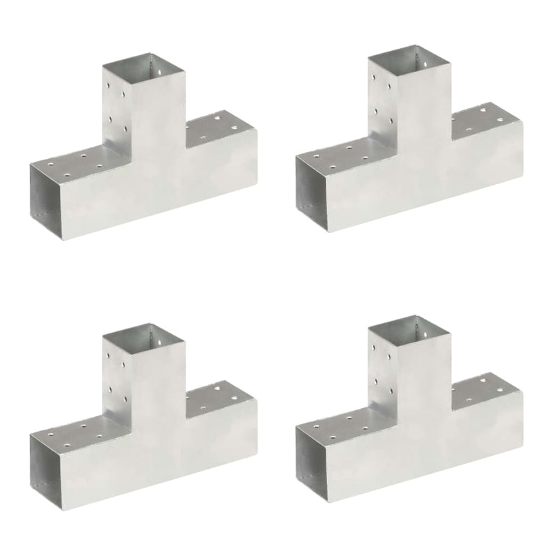 Afbeelding laden in galerijviewer, Vidaxl paalverbindingen 4 st t-vorm 71x71 mm gegalvaniseerd metaal
