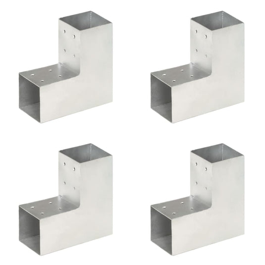 Vidaxl paalverbindingen 4 st l-vorm 81x81 mm gegalvaniseerd metaal