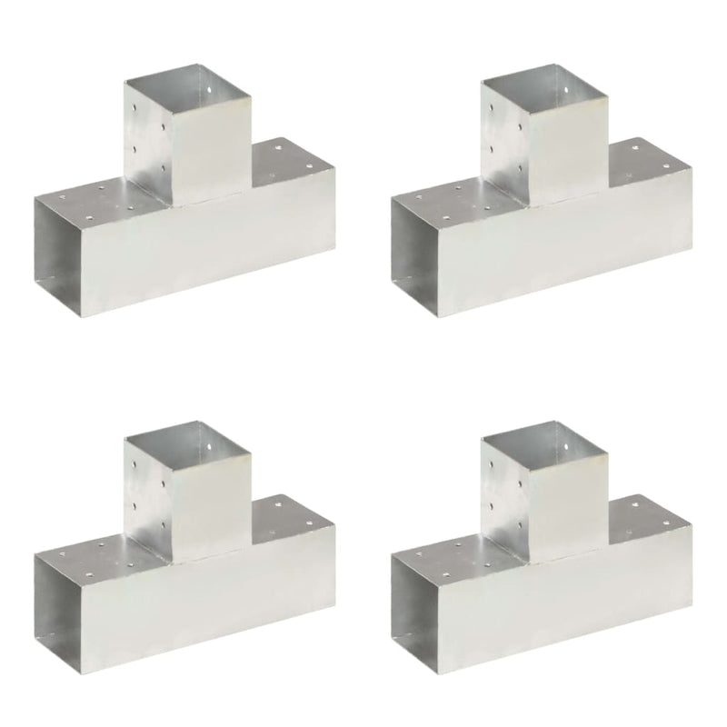 Load image into Gallery viewer, Vidaxl paalverbindingen 4 st t-vorm 91x91 mm gegalvaniseerd metaal
