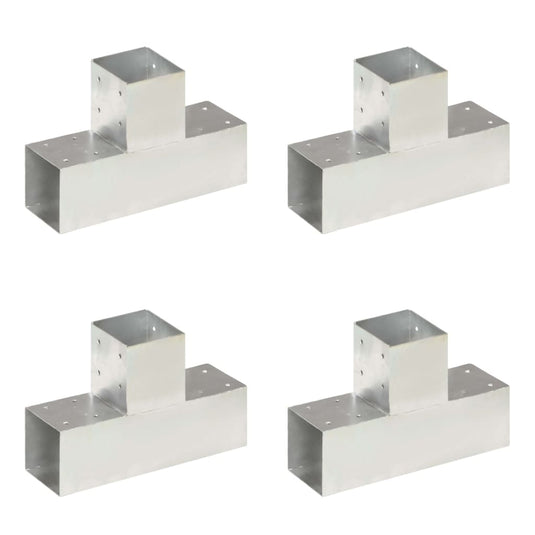 Vidaxl paalverbindingen 4 st t-vorm 91x91 mm gegalvaniseerd metaal