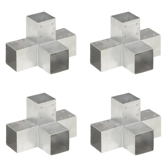 Vidaxl paalverbindingen 4 st x-vorm 91x91 mm gegalvaniseerd metaal