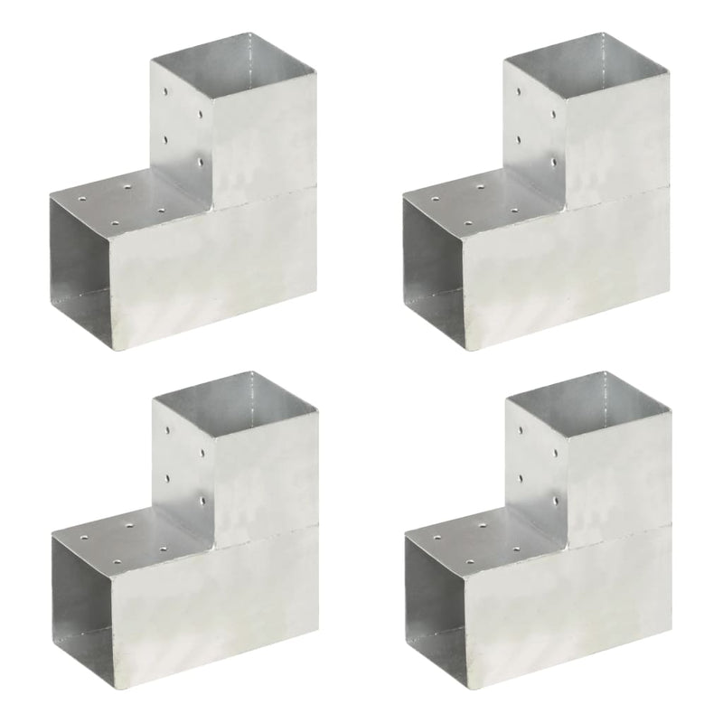 Afbeelding laden in galerijviewer, Vidaxl paalverbindingen 4 st l-vorm 101x101 mm gegalvaniseerd metaal
