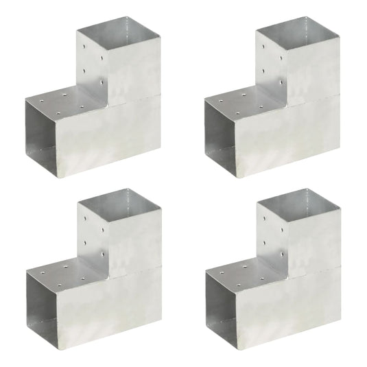 Vidaxl paalverbindingen 4 st l-vorm 101x101 mm gegalvaniseerd metaal