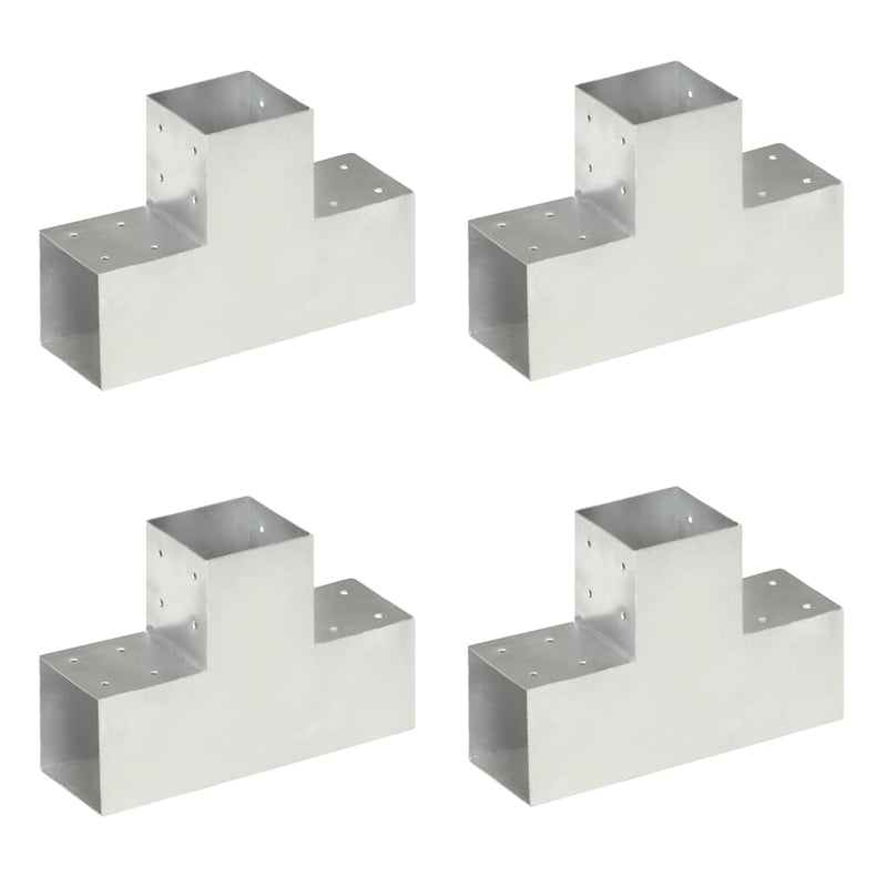 Afbeelding laden in galerijviewer, Vidaxl paalverbindingen 4 st t-vorm 101x101 mm gegalvaniseerd metaal
