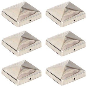 Vidaxl paalkappen 6 st piramide 71x71 mm roestvrij staal