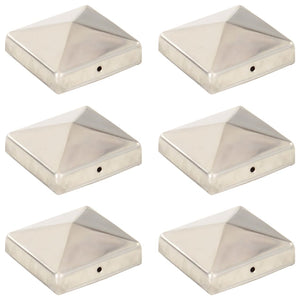 VidaXL Paalkappen 6 st piramide 81x81 mm roestvrij staal