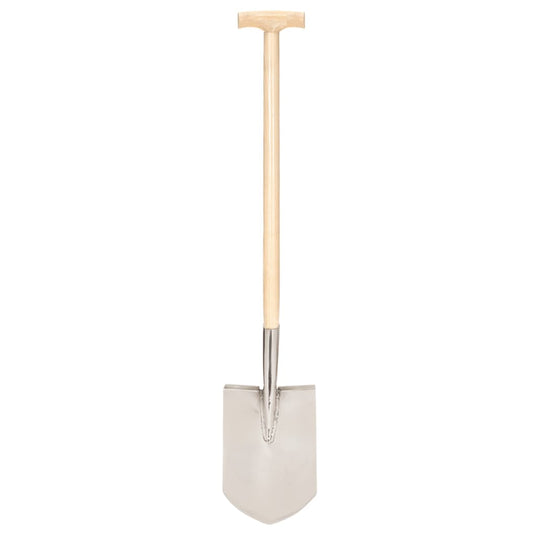 Vidaxl puntspade t-greep roestvrij staal en essenhout