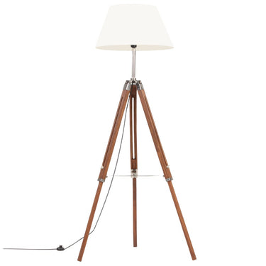 Vidaxl vloerlamp driepoot 141 cm massief teakhout honingbruin en wit