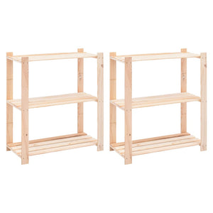 Vidaxl opbergrekken 3-laags 2 st 80x38x90 cm massief grenenhout 150 kg