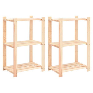 Vidaxl opbergrekken 3-laags 2 st 60x38x90 cm massief grenenhout 150 kg