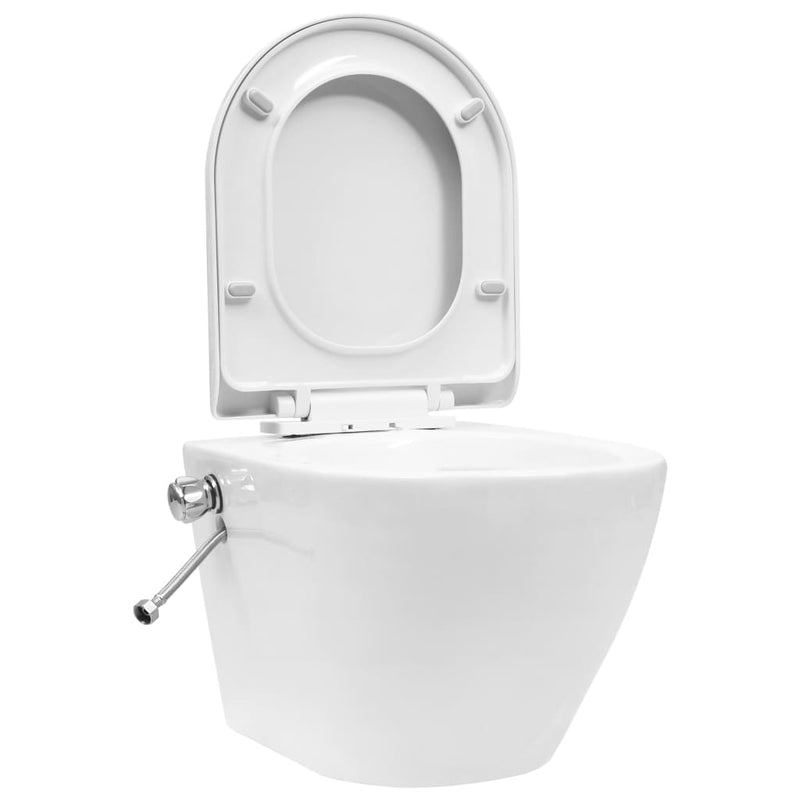 Afbeelding laden in galerijviewer, Vidaxl hangend toilet randloos met bidetfunctie keramiek wit
