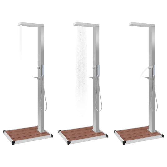 Vidaxl buitendouche met bak hkc roestvrij staal