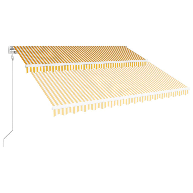 Load image into Gallery viewer, VidaXL Luifel automatisch uittrekbaar 400x300 cm geel en wit
