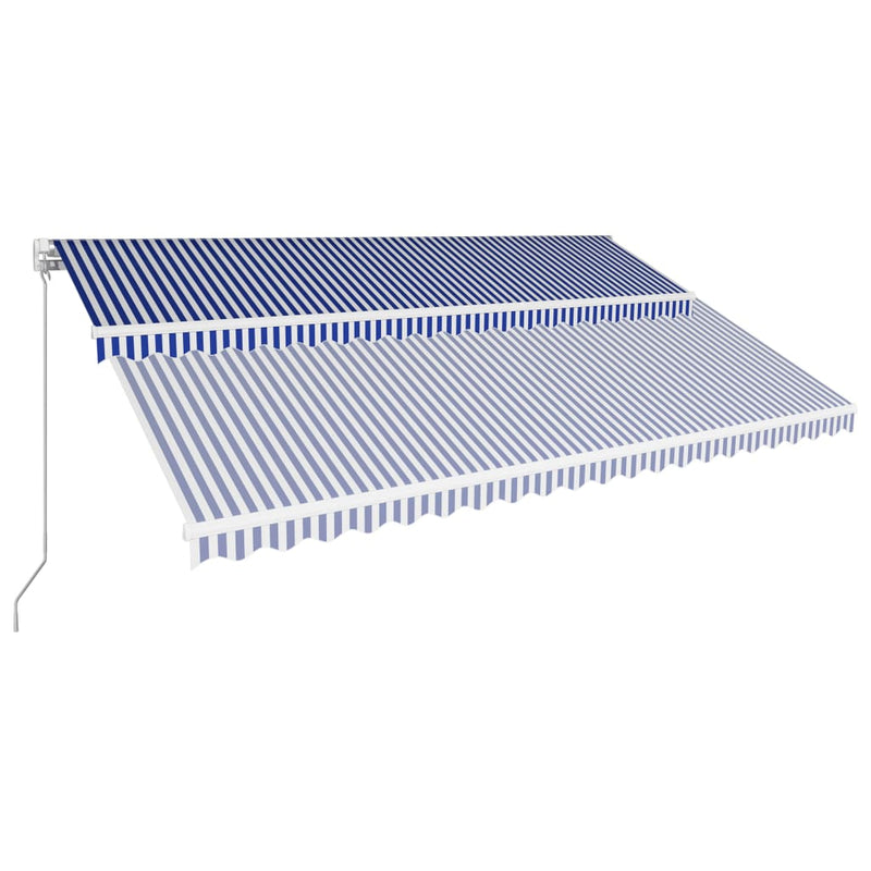 Load image into Gallery viewer, VidaXL Luifel handmatig uittrekbaar 500x300 cm blauw en wit
